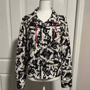 Empyre Black and White Patterned Bomber Jacket